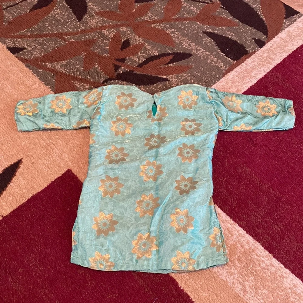 Mint Green Toddler Kurti and Pant Set - Picture 3 of 5